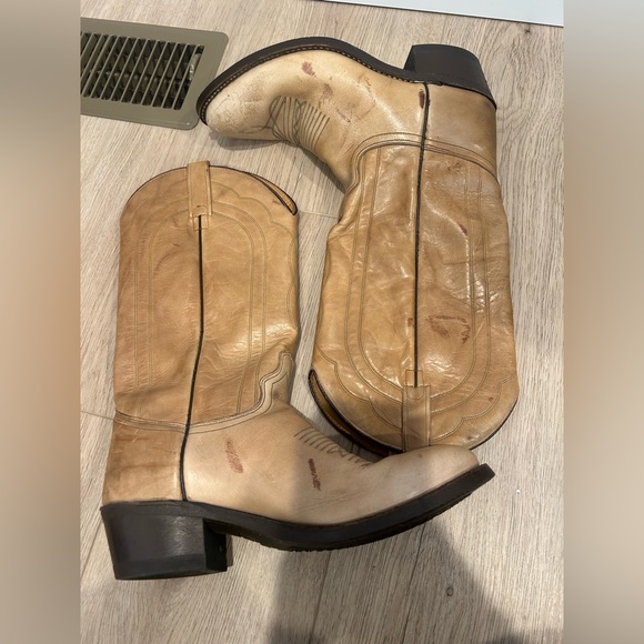 J Chisholm Western Cowboy Boots Tan Marbled USA Made - Size 8.5 D Men’s - Picture 5 of 11